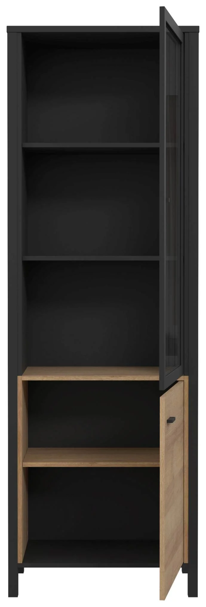 Vitrine HIGH ROCK mit 2 Türen Riviera Eiche Optik / Schwarz, von Forte