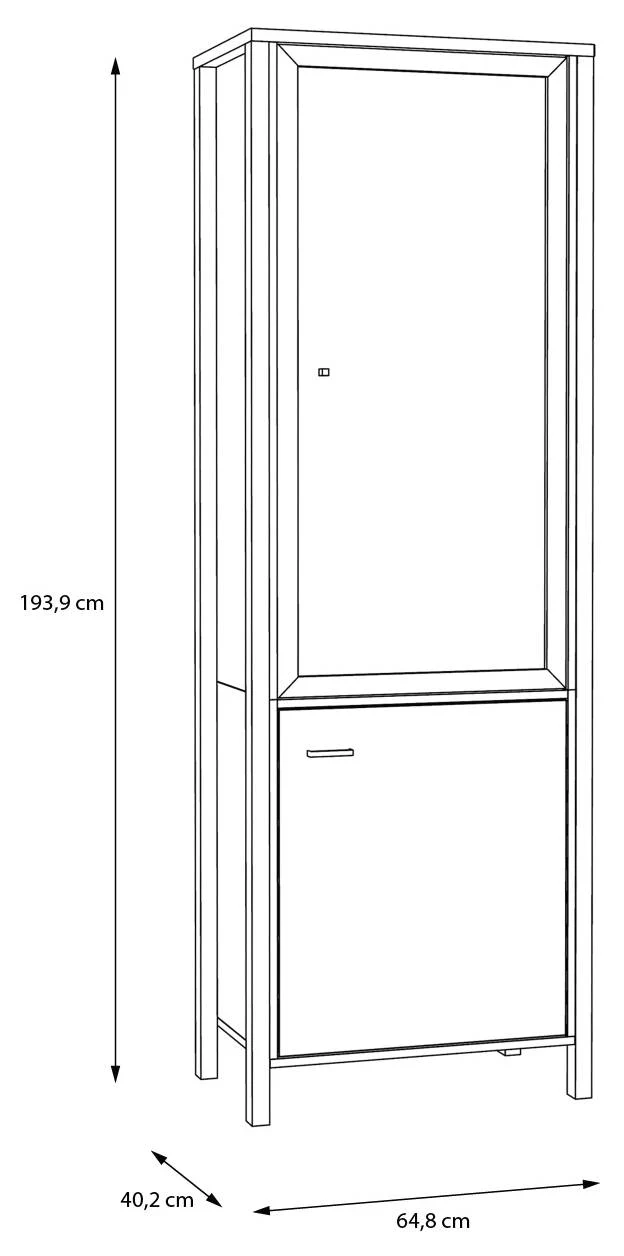 Vitrine HIGH ROCK mit 2 Türen Riviera Eiche Optik / Schwarz, von Forte