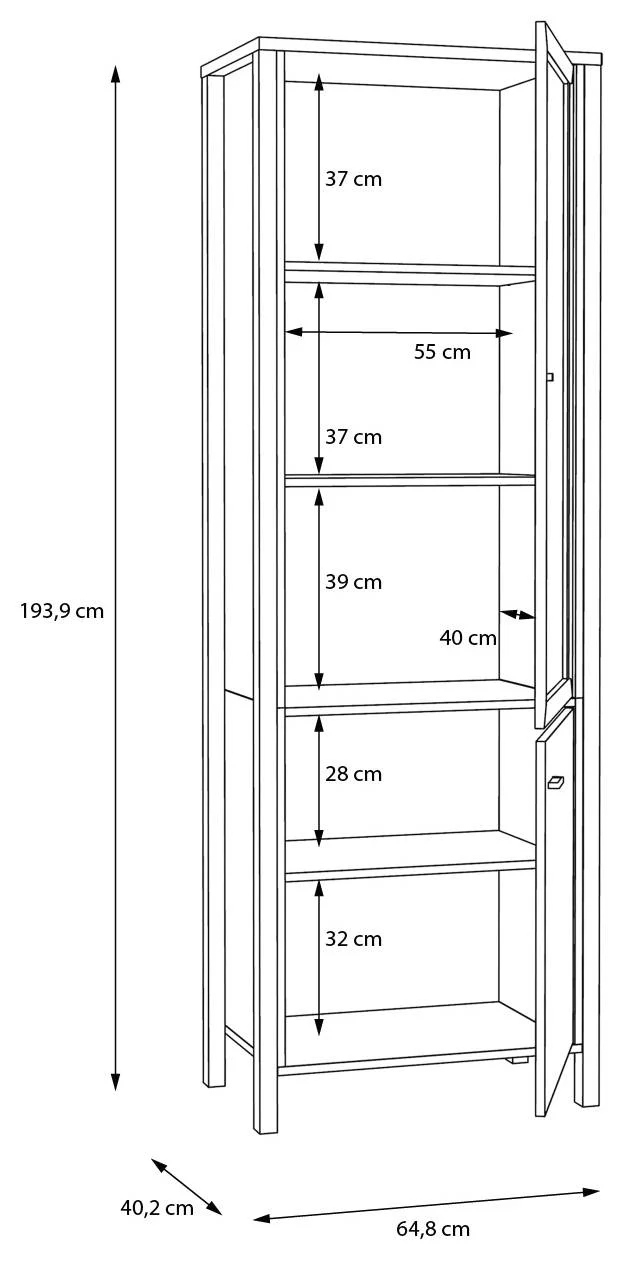 Vitrine HIGH ROCK mit 2 Türen Riviera Eiche Optik / Schwarz, von Forte