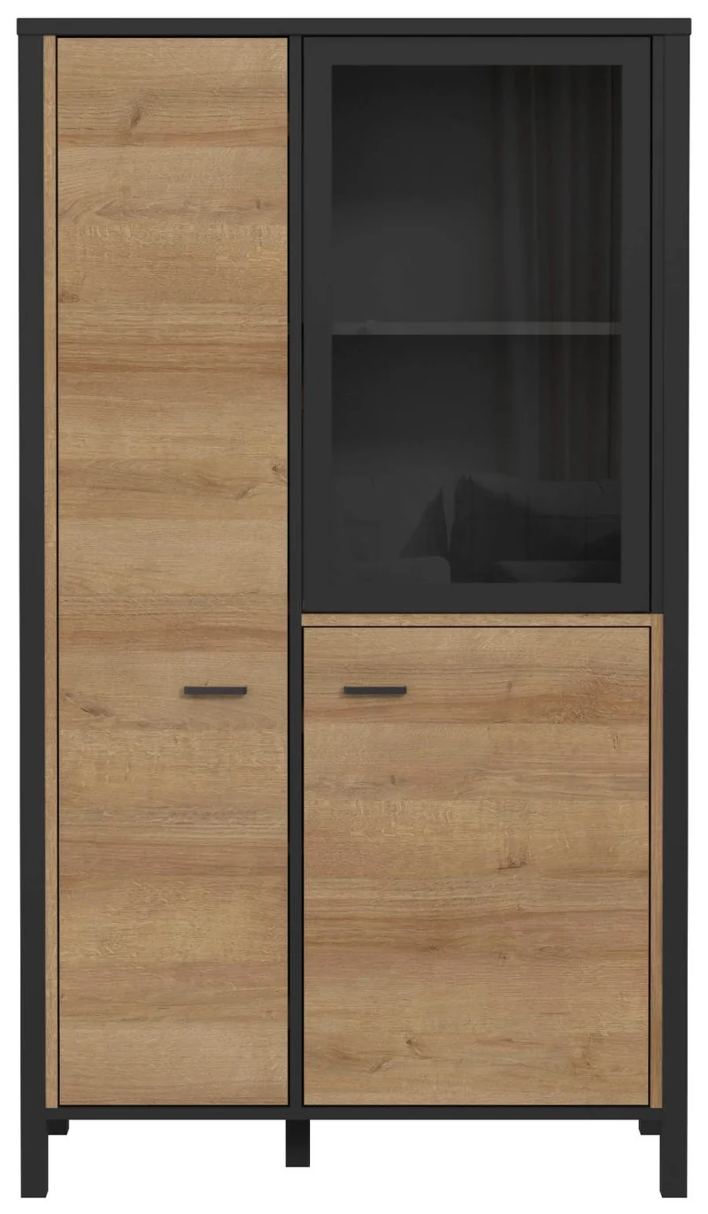 Highboard HIGH ROCK 3 Türen Riviera Eiche Optik / Schwarz, von Forte