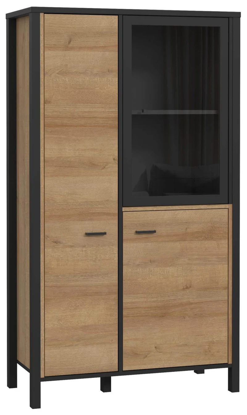 Highboard HIGH ROCK 3 Türen Riviera Eiche Optik / Schwarz, von Forte
