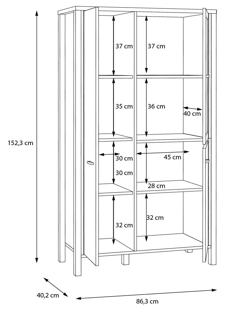 Highboard HIGH ROCK 3 Türen Riviera Eiche Optik / Schwarz, von Forte