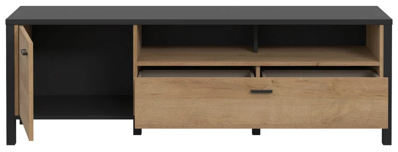 Lowboard HIGH ROCK 121 TV-Board in Riviera Eiche Optik /Schwarz, Forte