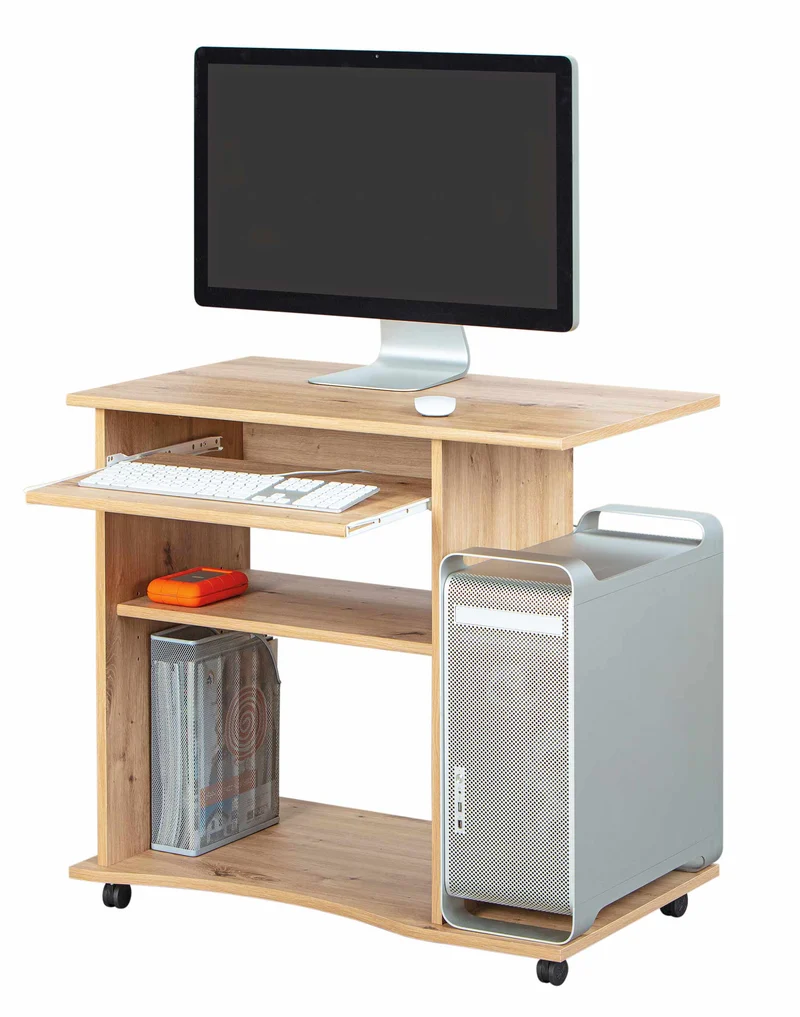 Schreibtisch ADDU kleiner Computertisch mit Rollen in Artisan Eiche