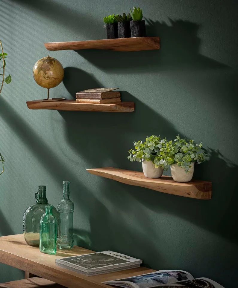 Wandboard Steckboard KANT 3er-Set Akazie lackiert mit Baumkante
