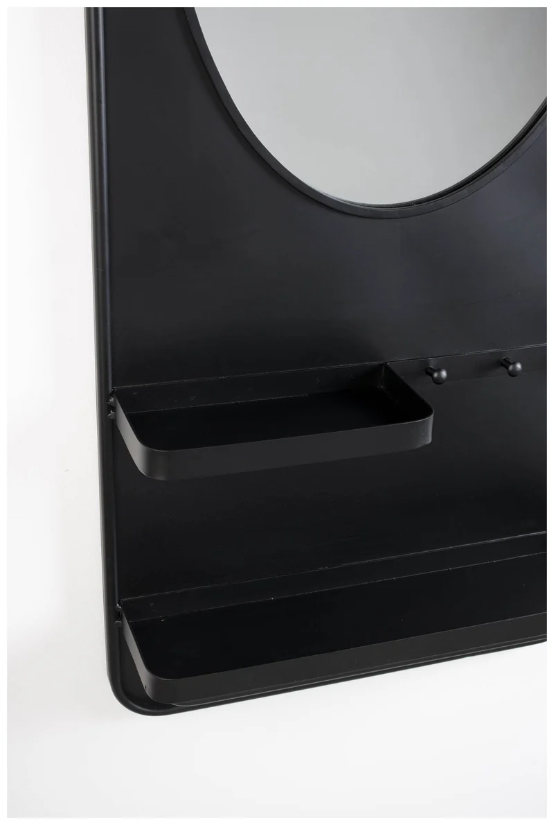 Wandspiegel Spiegel PASCAL L mit Ablagen und Haken Metall schwarz