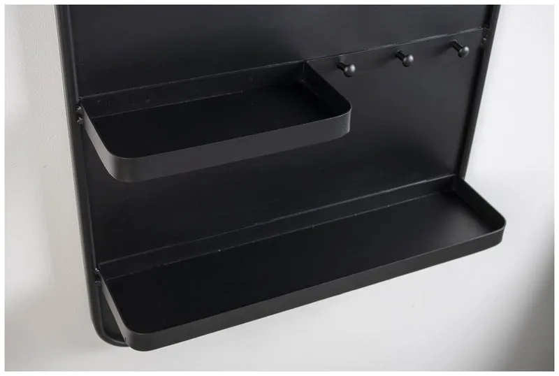 Wandspiegel Spiegel PASCAL L mit Ablagen und Haken Metall schwarz