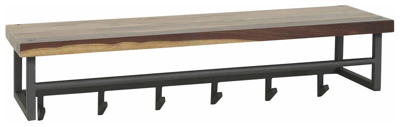 Garderobe Wandgarderobe DAYTON 6 Haken mit Hutablage aus Saja Nussbaum