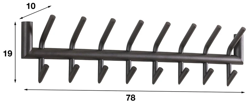 Garderobe Wandgarderobe MATT 36, 2x 8 Haken, Grau pulverbeschichtet