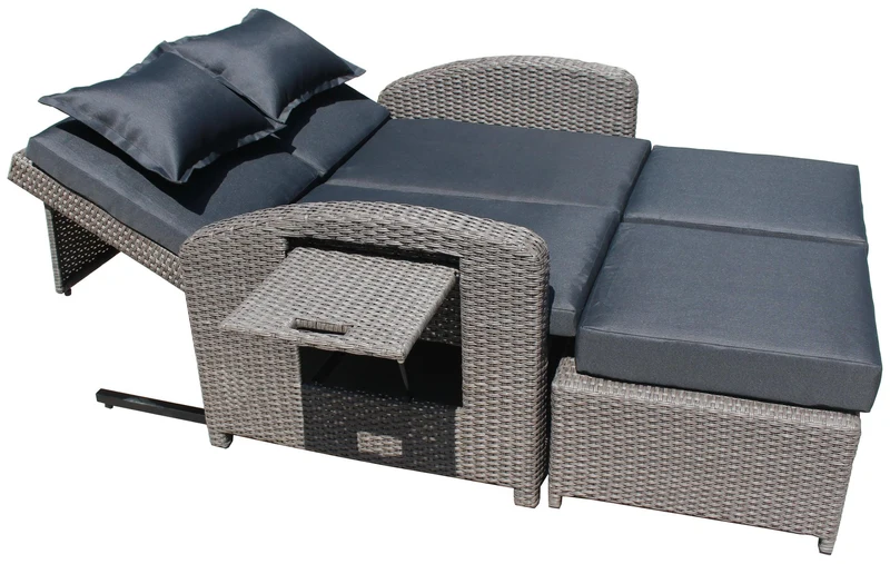 Multifunktions-Sofa Gartensofa NIZZA mit Liegefunktion und Klapptisch
