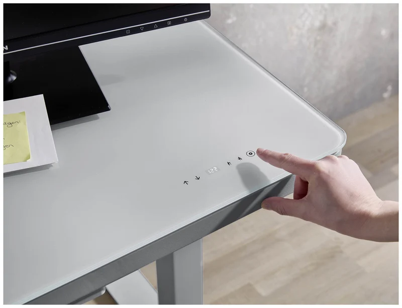 Höhenverstellbarer Schreibtisch elektrisch LIFT4HOME grau mit USB