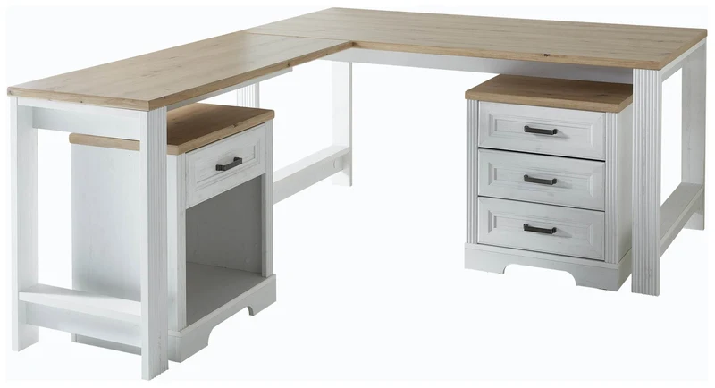 Eckschreibtisch JASMIN im Landhausstil Schreibtisch Pinie und Eiche