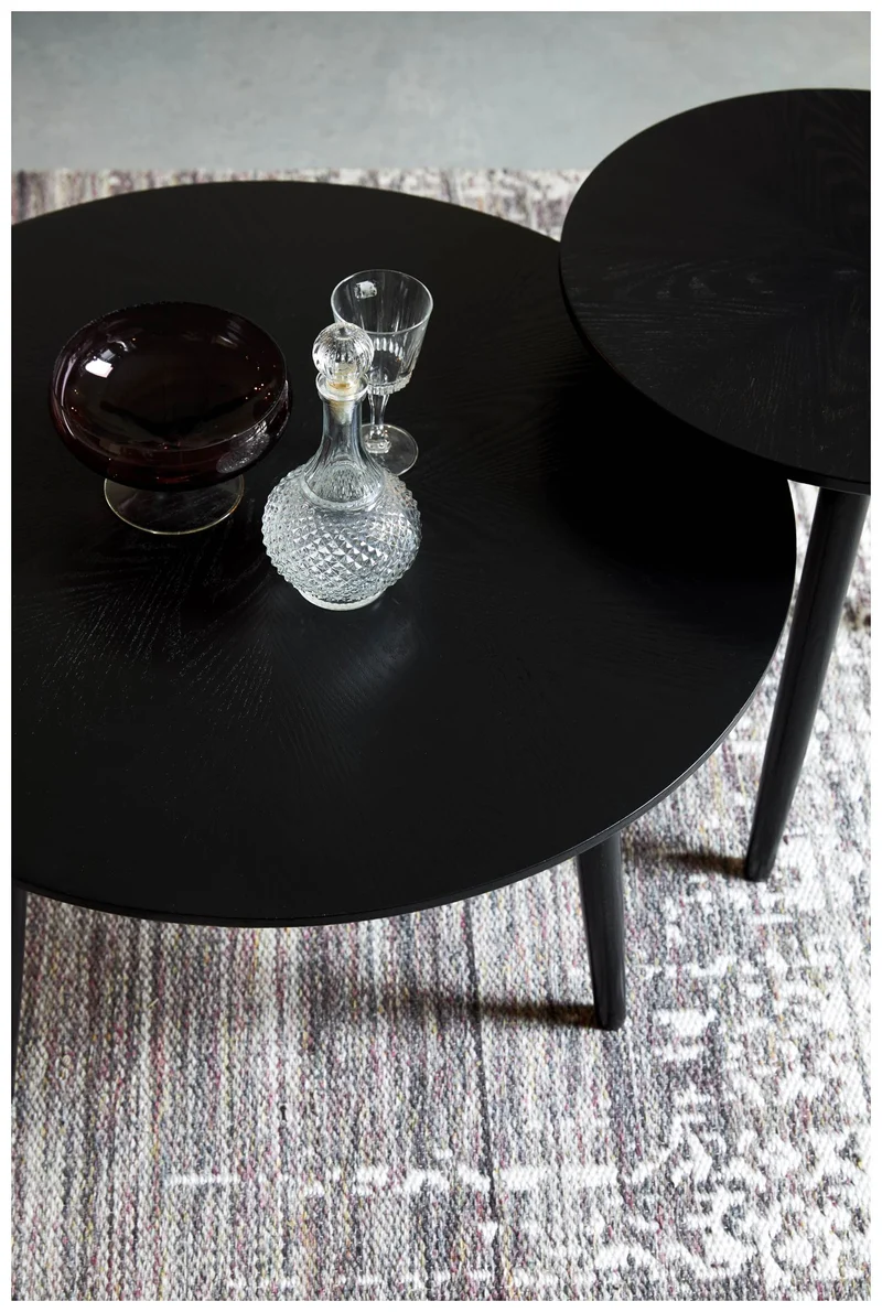Beistelltisch FABIO BLACK Ø 50 Eiche furniert schwarz