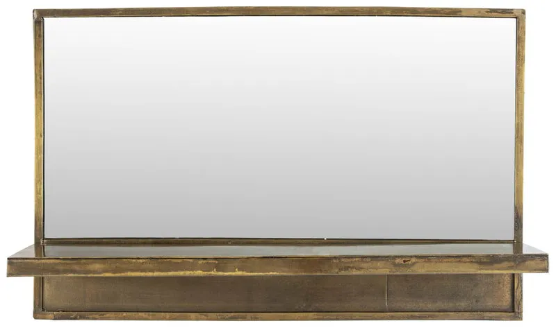 Wandspiegel Spiegel FEYZA HORIZONTAL mit Ablage messingfarbig