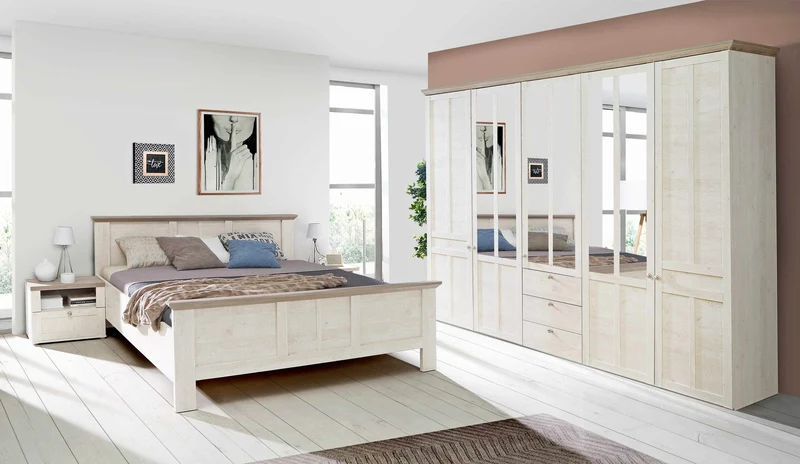 ILOPPA Schlafzimmer-Set 4-tlg., Optik: Schneeeiche, von Forte