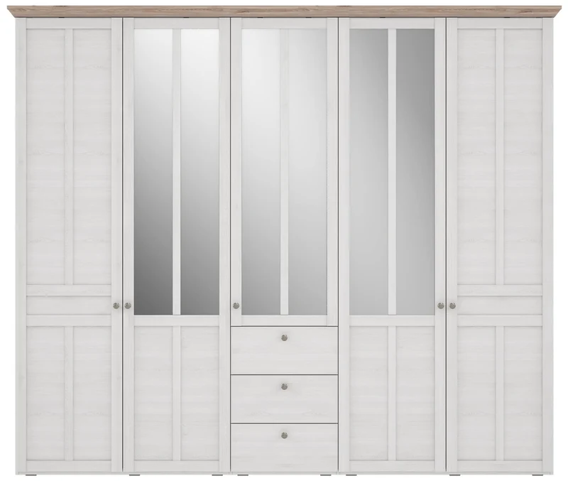 Kleiderschrank ILOPPA 5 Türen 3 Schubladen Optik: Schneeeiche, Forte
