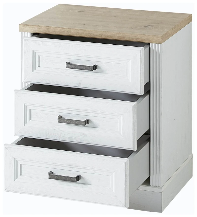 Rollcontainer JASMIN mit 3 Schubkästen Pinie weiß Nachbildung