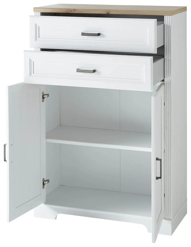 Stauraumelement Büro Kommode JASMIN 12 Pinie weiß Nachbildung