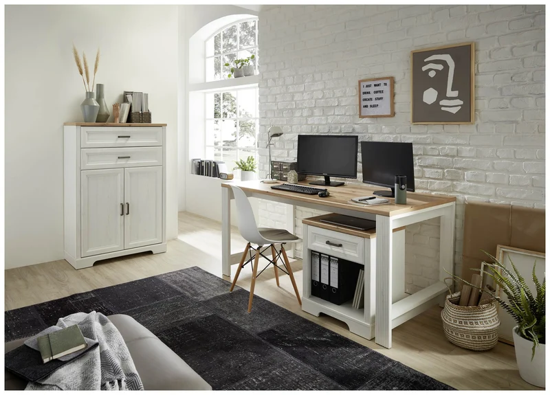 Stauraumelement Büro Kommode JASMIN 12 Pinie weiß Nachbildung
