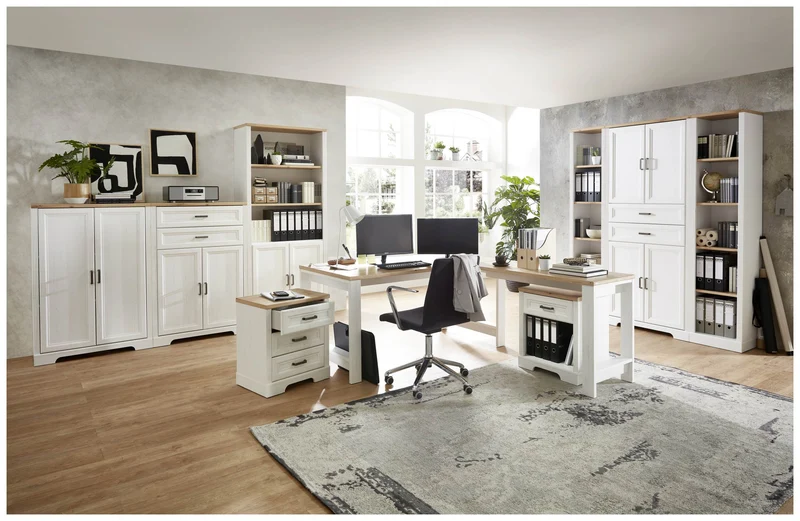 Stauraumelement Büro Kommode JASMIN 12 Pinie weiß Nachbildung