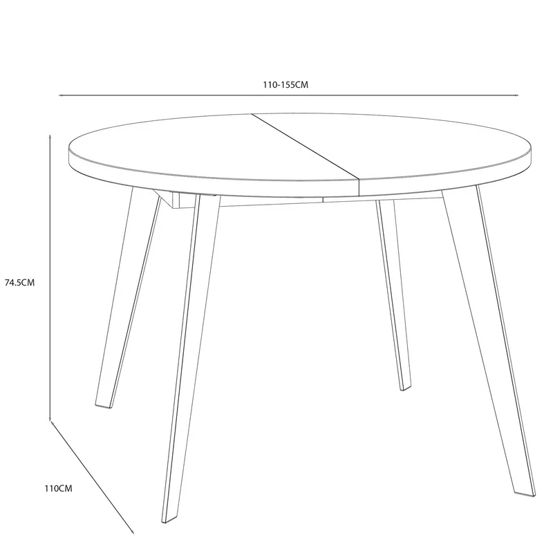 Ausziehtisch Esstisch TABLE ROUND Optik: Artisan Eiche, Beine schwarz
