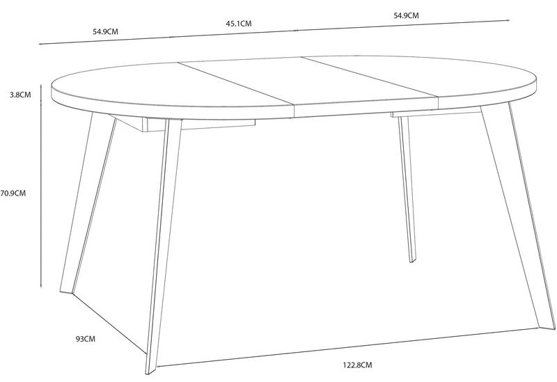 Ausziehtisch Esstisch TABLE ROUND Optik: Artisan Eiche, Beine schwarz