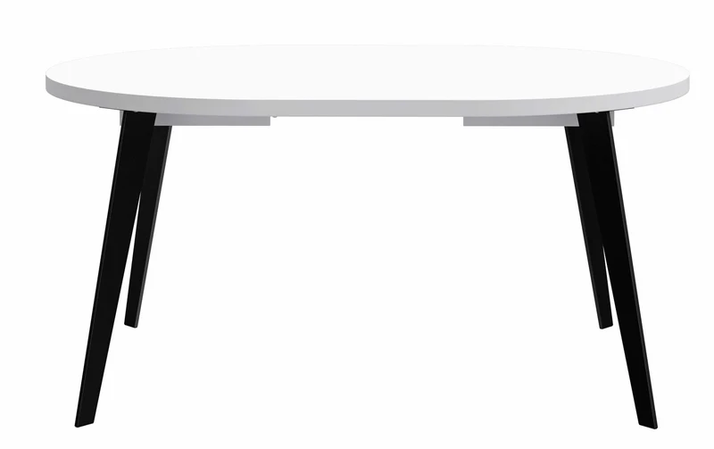 Esstisch Ausziehtisch TABLE ROUND 110 - 155 cm Weiß Metallfüße schwarz
