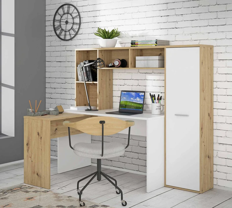 Arbeitstisch Schreibtisch ERIADOS Optik: Artisan Eiche und Weiß, Forte