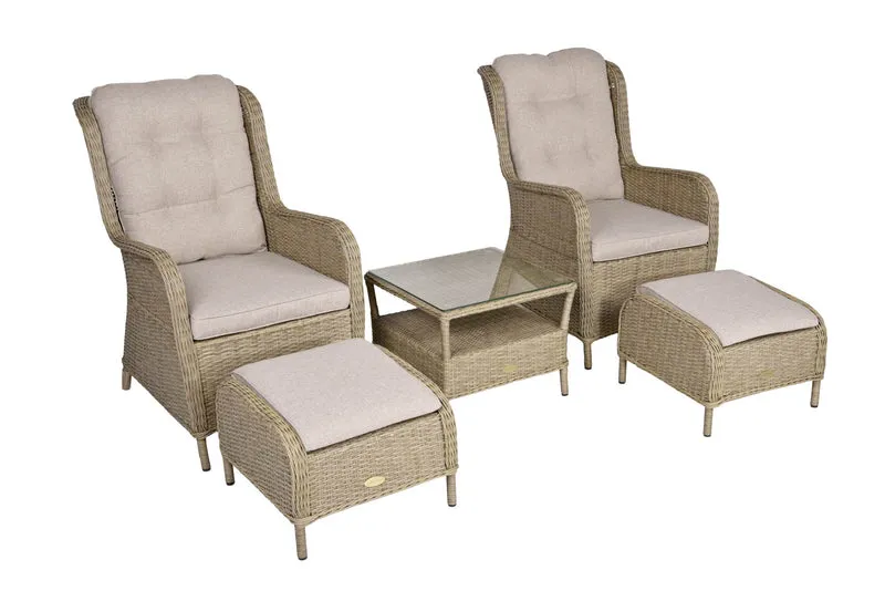 Gartensessel Set VALENCIA 5-teilig Anisbraun inkl. Kissen