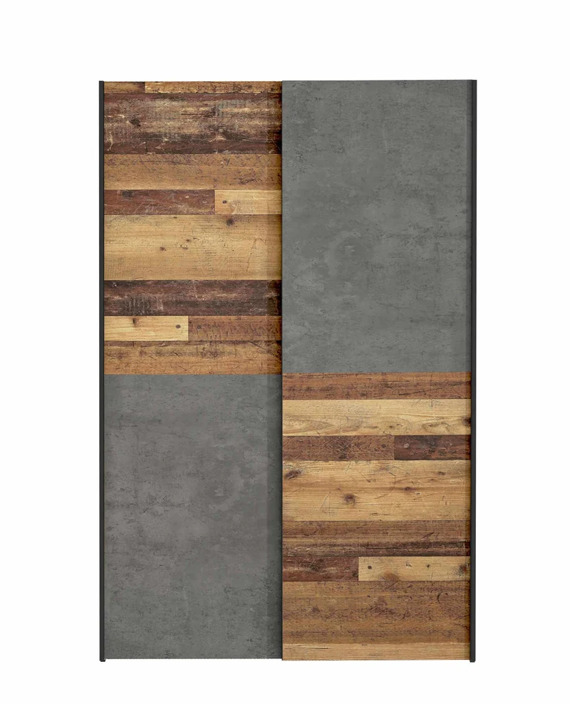 Kleiderschrank Mehrzweckschrank OZZULA Old Wood Vintage und Beton