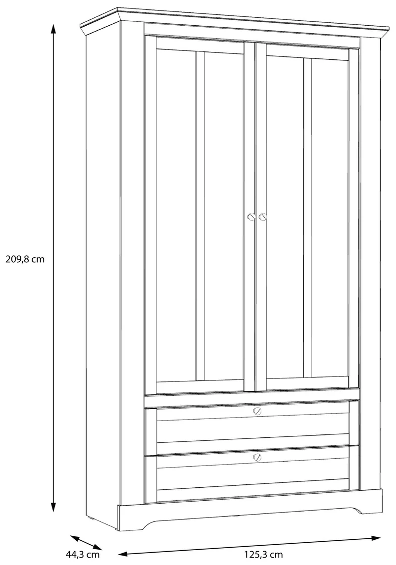 Vitrinenschrank ILOPPA 2-trg. 2 Schubladen Optik: Schneeeiche, Forte