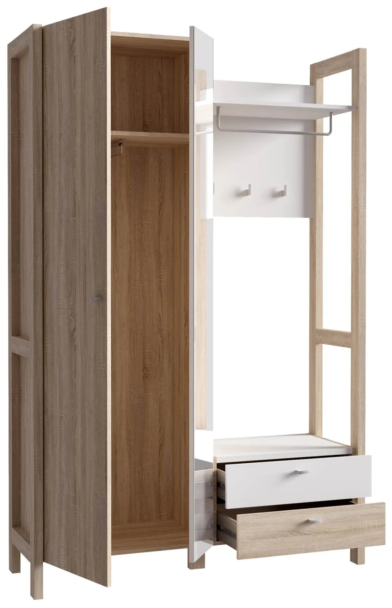 Garderobe Kompaktgarderobe HOYVIK Sonoma Eiche Optik / Weiß, von Forte