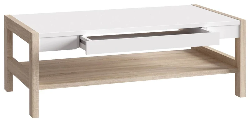 Couchtisch HOYVIK mit Schublade Optik Sonoma Eiche und Weiß, von Forte