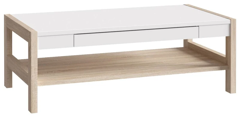 Couchtisch HOYVIK mit Schublade Optik Sonoma Eiche und Weiß, von Forte