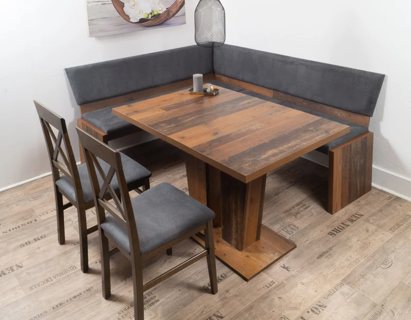 Eckbank Eckbankgruppe Essgruppe MILANO 185 x 150 cm Old Wood Vintage
