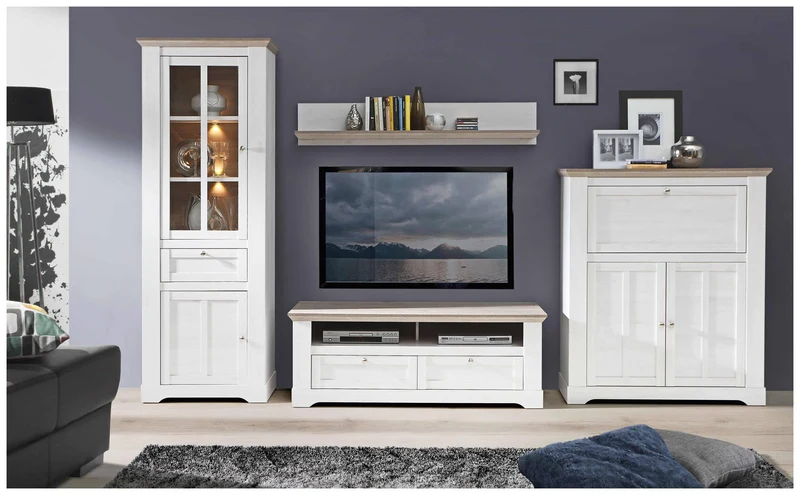 Barschrank Highboard ILOPPA 2-trg. 1 Klappe Optik: Schneeeiche, Forte