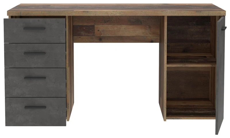 Schreibtisch NETBOB, Optik: Old Wood Vintage / Beton von Forte