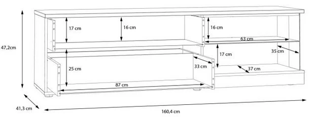 Lowboard RAIDON Optik: Weiß Walnuss Front Highgloss, von Forte