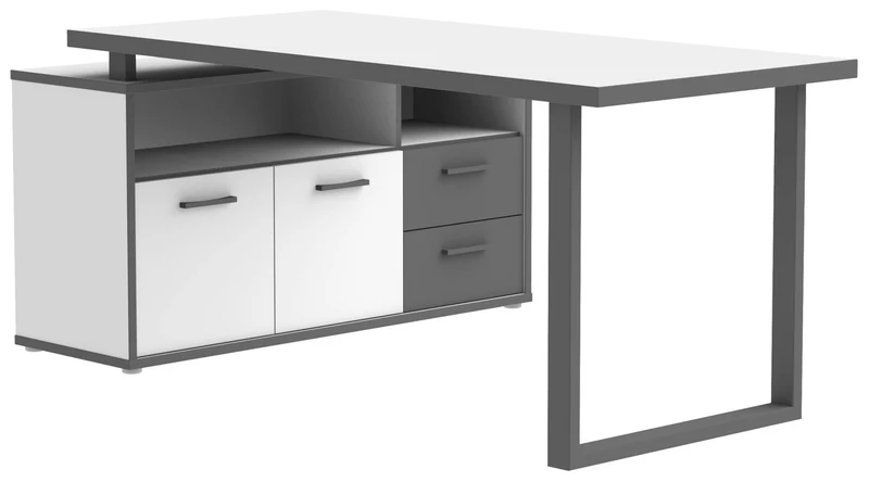 Arbeitstisch Schreibtisch KEFLAVIK Optik: Weiß / Grau, von Forte