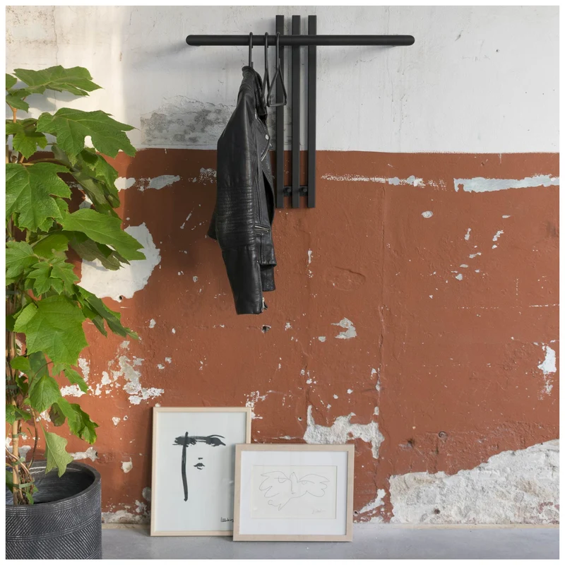 Wandgarderobe SENZA 1 Stahl Schwarz Garderobenhalter, Spinder Design