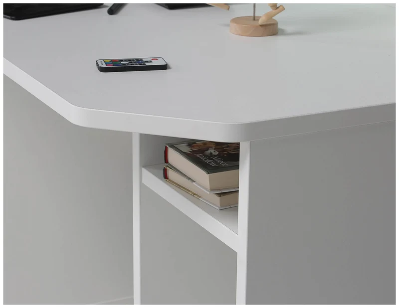 Gaming Tisch TEZAUR 3B Gamer Computertisch Weiß mit LED-Beleuchtung
