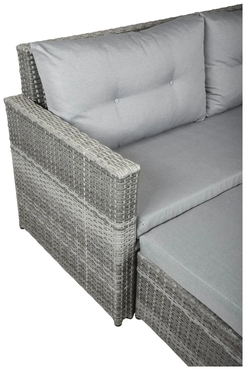 Gartensofa MALTA Polyrattan mit ausziehbaren Fußhocker und Polster