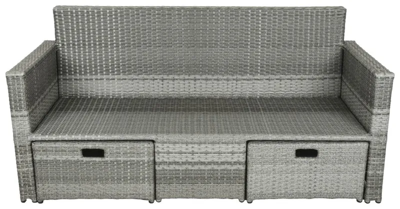 Gartensofa MALTA Polyrattan mit ausziehbaren Fußhocker und Polster