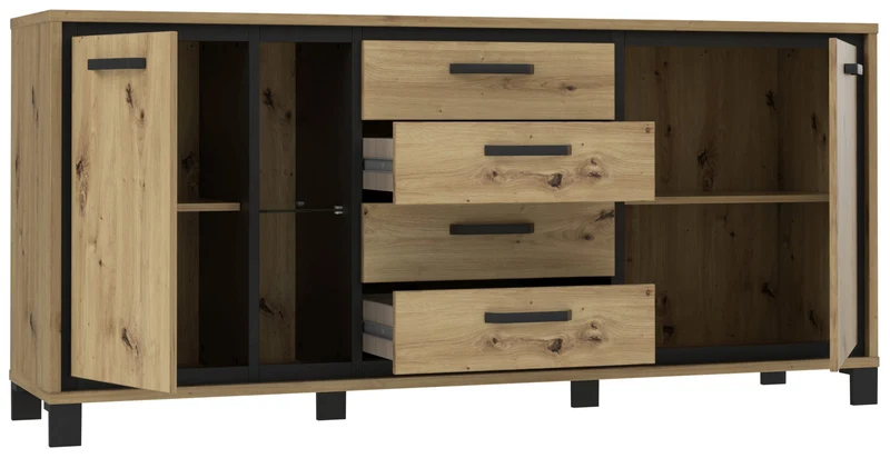 Esszimmer TRONDHEIM 4-tlg. in Artisan Schwarzeiche Optik, Forte