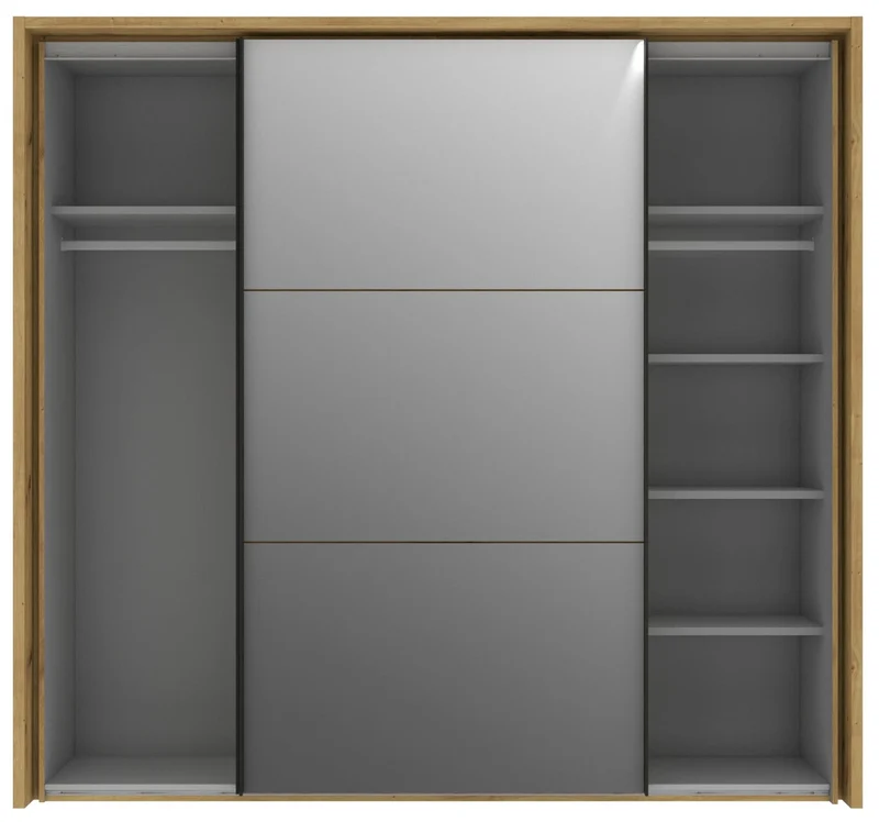 Schwebetürenschrank TRONDHEIM Kleiderschrank mit Böden Artisan Eiche