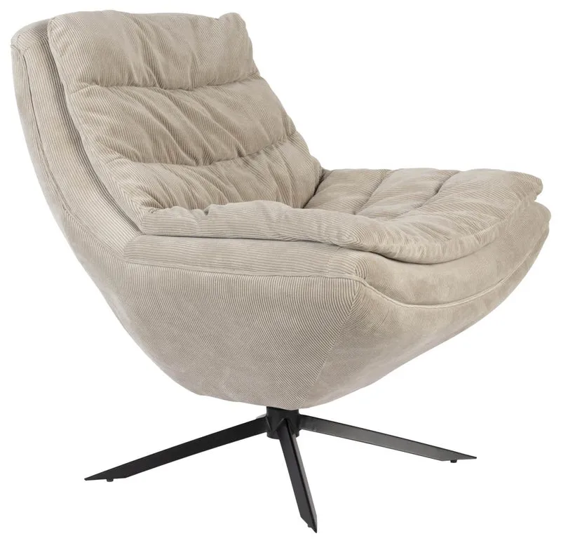 Drehbarer Lounge Sessel VINCE Cordstoff Beige von DutchBone