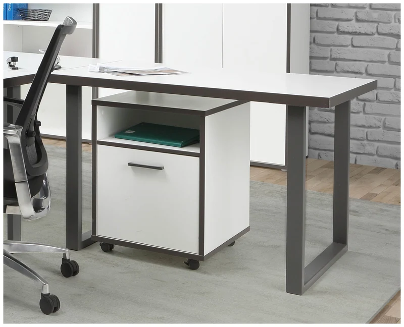 Schreibtisch Arbeitstisch KEFLAVIK 120 cm Weiß / Grau, von Forte
