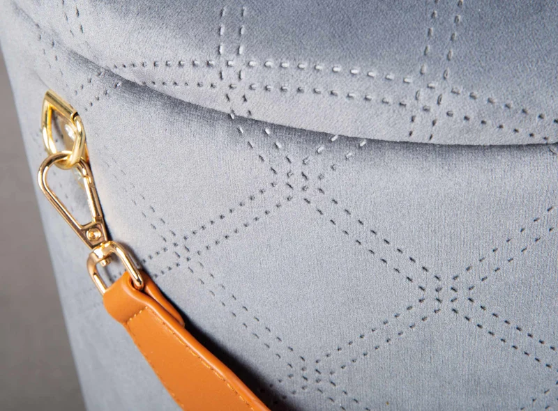Polsterhocker NEVIS Hocker mit Samtbezug in Grau und viel Stauraum