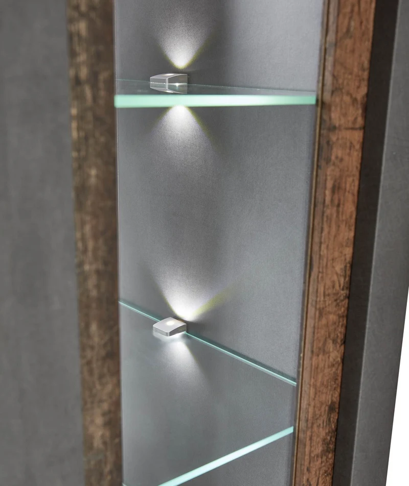 Vitrine CARDIFF 1-türig mit LED Beleuchtung - Vintage Style Mix dark
