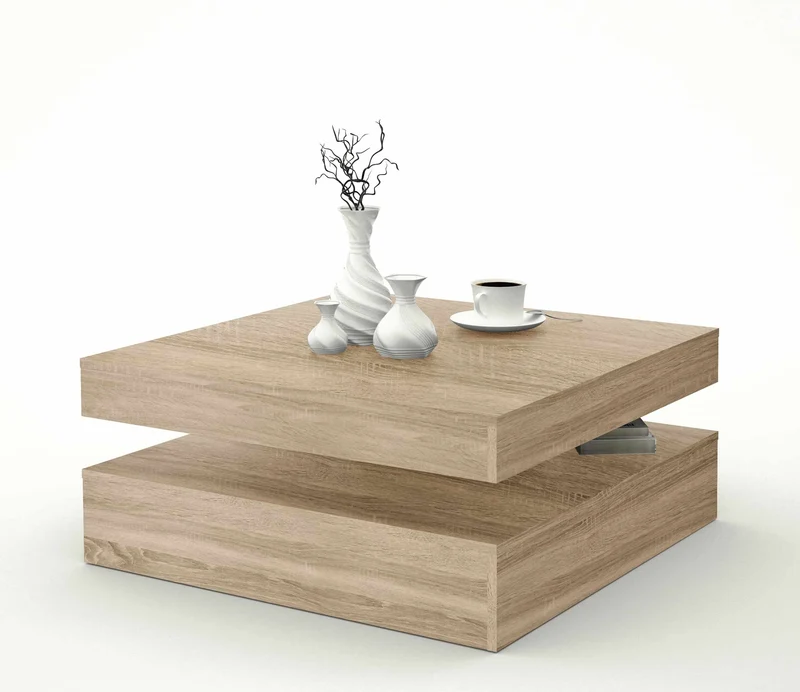 Couchtisch TURN Platte rundum drehbar Optik: Sonoma Eiche, von Forte